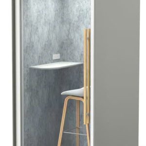 Phone booth 1 người kiểu dáng hiện đại, tối ưu diện tích, tạo không gian yên tĩnh tách biệt khỏi môi trường bên ngoài, tích hợp tiện ích đầy đủ giúp nâng cao sự tập trung và hiệu suất làm việc.